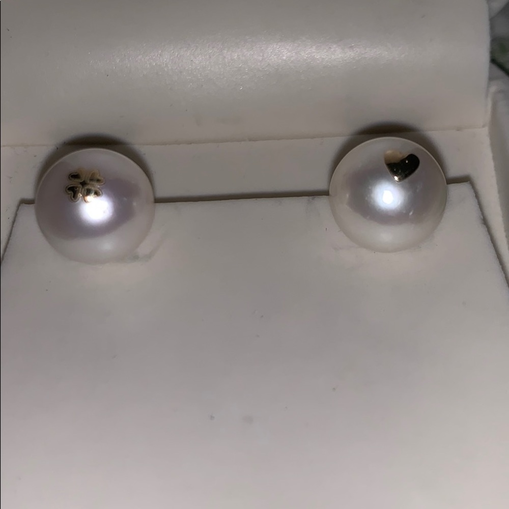 Vintage 18K 12mm Cultured Pearl studs ! - Picture 4 of 11